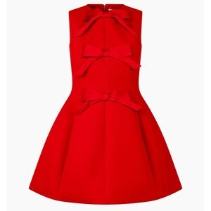 NWT Hill House The Blythe Bow Mini Dress - Red with Red Bows size Large Holiday